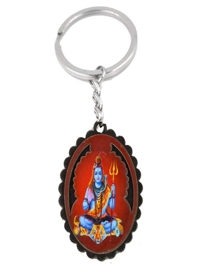 AFH Lord Om Shiva Spiritual Red Wooden Key Chain for Unisex - Image 1